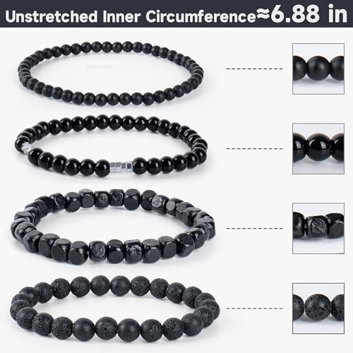 Set de 4 pulseras negras para hombre miniatura 6