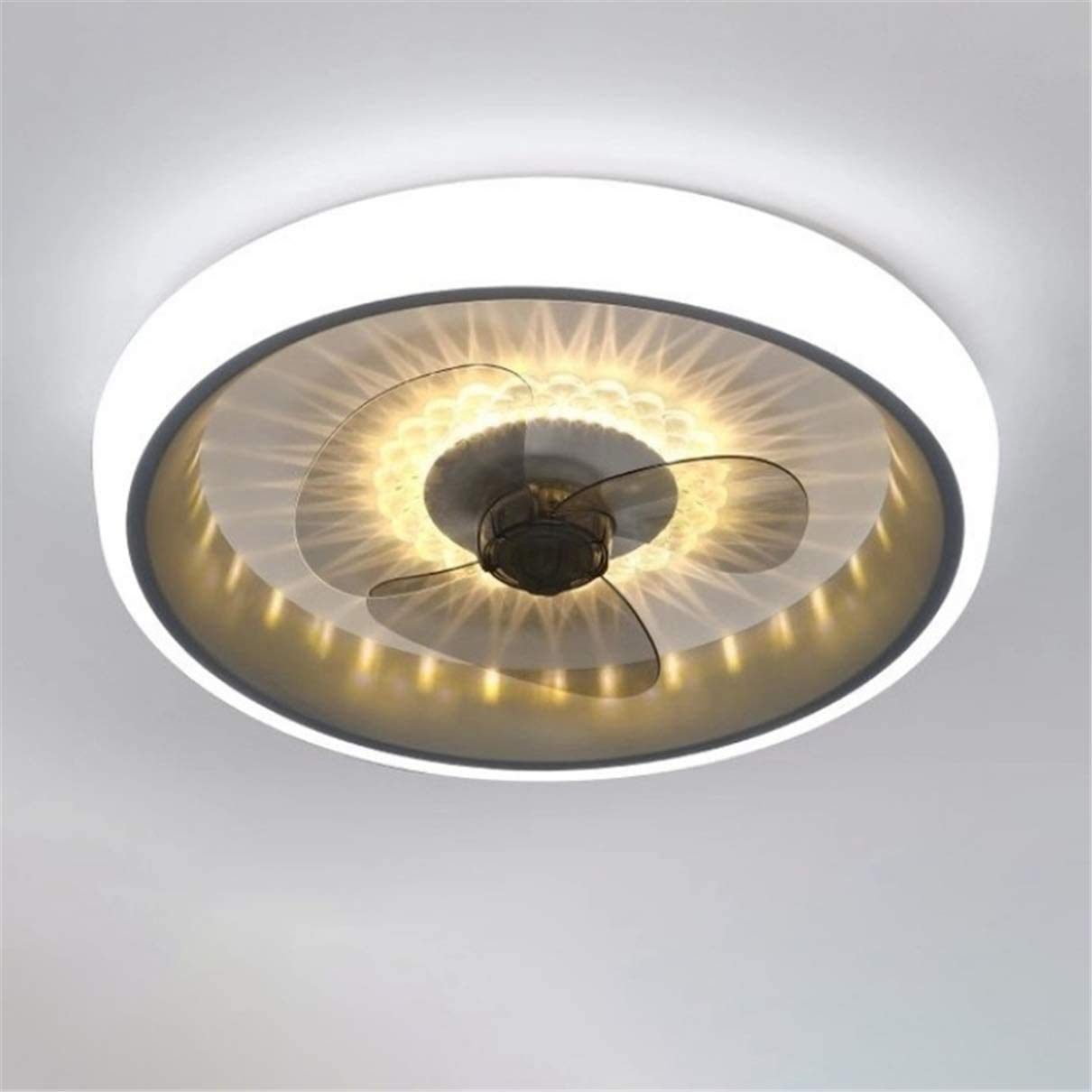 HXYSXHJUO Ceiling lights for bedroom Modern Fan with Light and Reversible Remote Led Bedroom Bladeless Mute 50Cm Dimmable Living Room Black