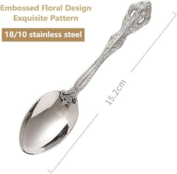 12 Piece Dessert Spoons, Fine Flatware Spoons, Luxury Silverware Spoons, 18/10 Stainless Steel Spoons, Mirror Polished, Dishwasher Safe