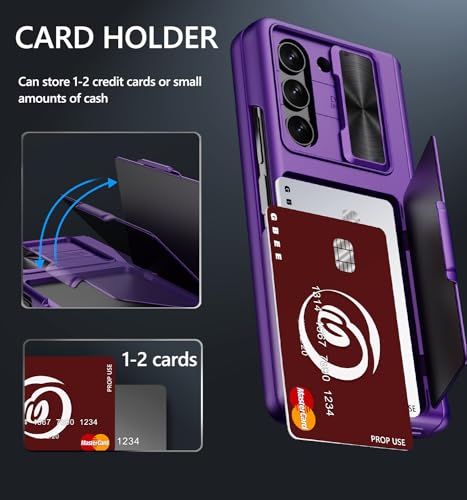 GBEE for Galaxy Z Fold 5 Case with Card Holder & Kickstand & Hinge Protection & Slide Camera Protection, Built-in Screen Protector, Full-Body Protective Phone Case for Samsung Z Fold5, Dark Purple by GBEE - Image 3