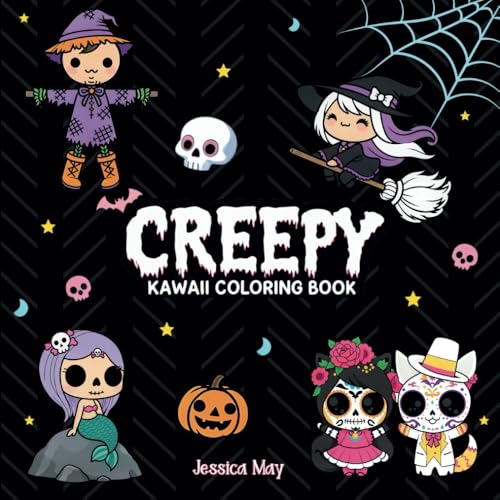 Creepy Kawaii Coloring Book: Big and Simple Pictures with Bold Lines for an Easy and Fun Coloring Experience