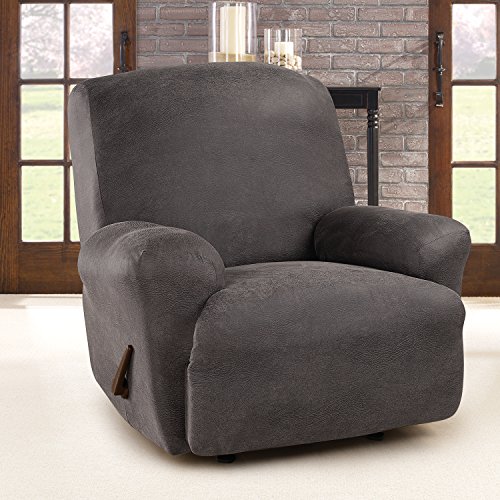 Surefit Ultimate Stretch Leather - Recliner Slipcover - Antiqued Slate #TOP1