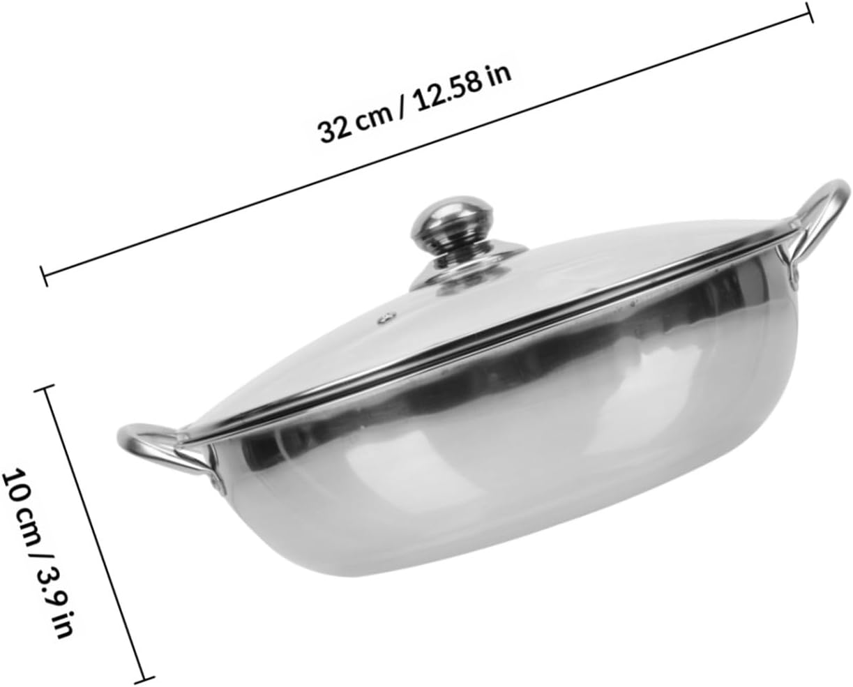 Vaguelly Stainless Steel Divided Hot Pot Two-flavor Cooking Pan Suitable for Stoves Easy to Store Sturdy Home Hot Pot Pan