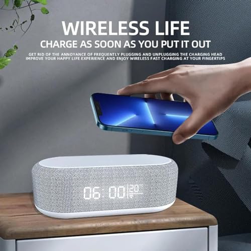 Reloj con alarma para dormitorios con cargador de teléfono integrado 4