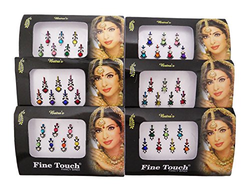 Banithani 6 Pcs Tatouage Bindi Indien Front Temporaire De Bijoux De Mode De La Vignette Traditionnelle