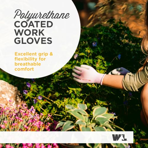 Image of Wells Lamont Gardening Gloves for Women - Breathable Polyester, Seamless Fit - PU-Coated Palm for Grip & Durability