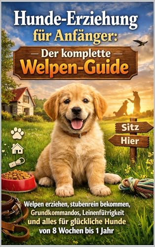 Hunde-Erziehung für Anfänger: Der komplette Welpen-Guide – Welpen erziehen, stubenrein bekommen, Grundkommandos, Leinenführigkeit und alles für glückliche Hunde von 8 Wochen bis 1 Jahr