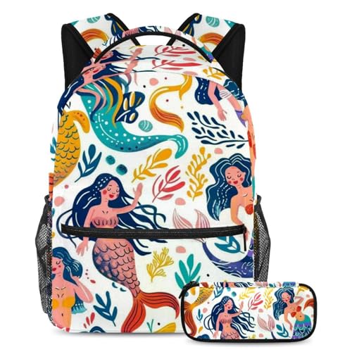 Sac à dos sirène magique et sa trousse pour illuminer les journées d'école
