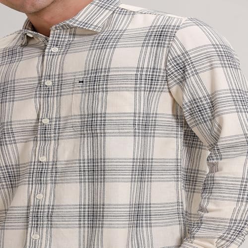 Image of BASICS 100% Cotton Checked Shirt for Men | Slim Fit | Everyday Smart Casual Wear | Full Sleeve