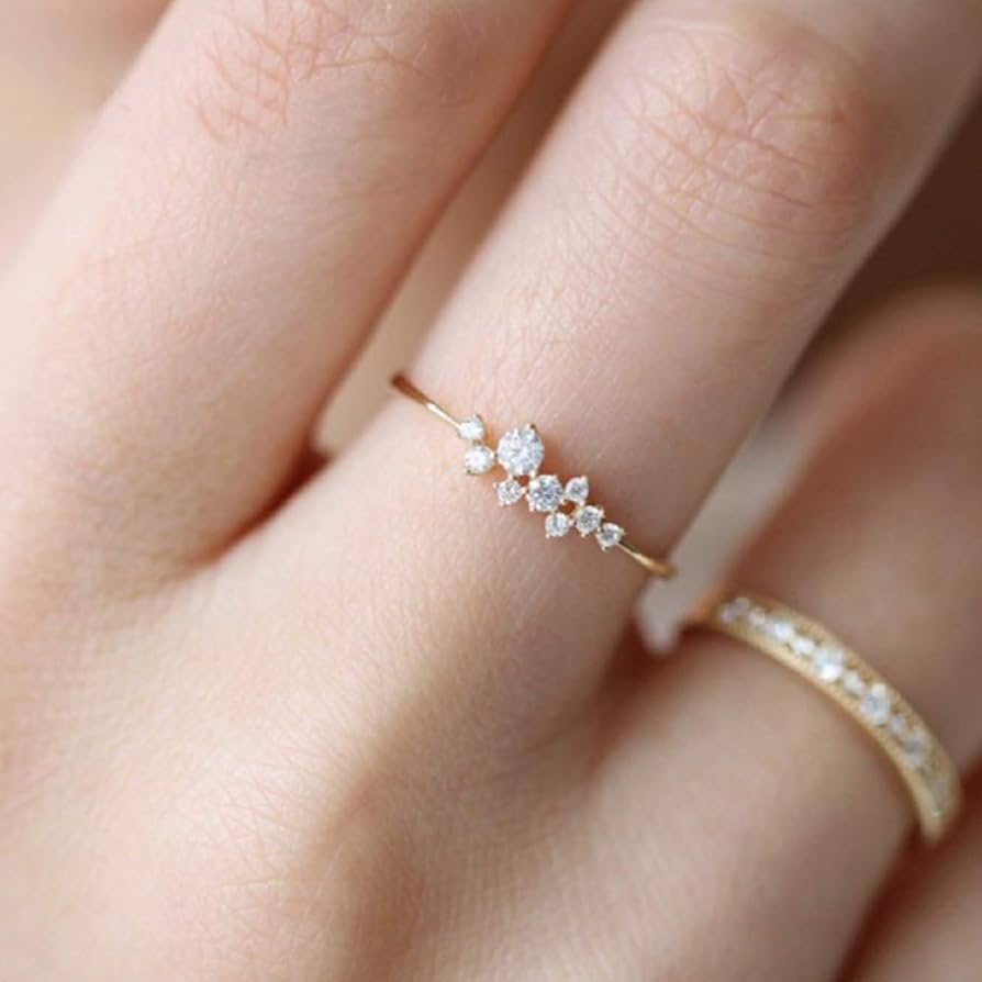 Amazon.com: Lzz 14k Gold Simple Diamond Ring Cubic Zirconia