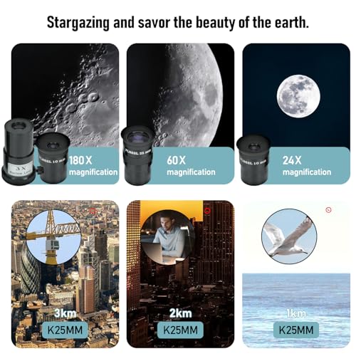 undefined Telescope,Galaeyes 90mm Aperture 600mm FL, Telescope for Adults High Powered,Metal AZ & Stainless Steel Tripod, Stargazing APP & Phone Adapter,Aperture 90mm の商品画像 3