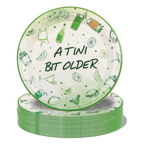 Pandecor 50pcs A Tini Bit Older 7 inches Paper Plates Martini Birthday Party Supplies,Margarita Bachelorette Themed Party Decorations (50 pieces plates)