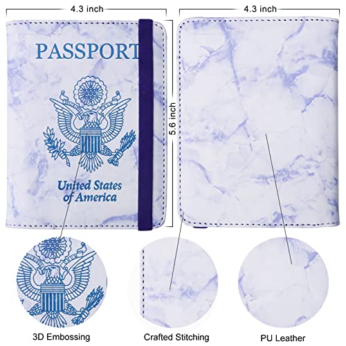 Walnew Passport Holder And Vaccine Card Holder Combo Travel Wallet Rfid Blocking Pu Leather Case Cover With Vaccine Card Protector Slot (Marble Purple) #TOP3