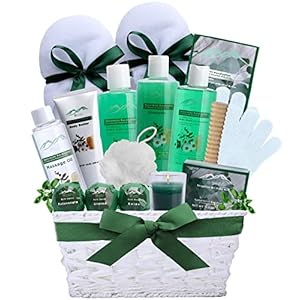 Bed Bath & Body Spa Gift Basket. Spearmint Eucalyptus Pampering XL Bath Basket for Relaxing Gift. Natural & Sulfate Free Relaxation Gift Care Package for Men & Women. Best Bath Gift Set