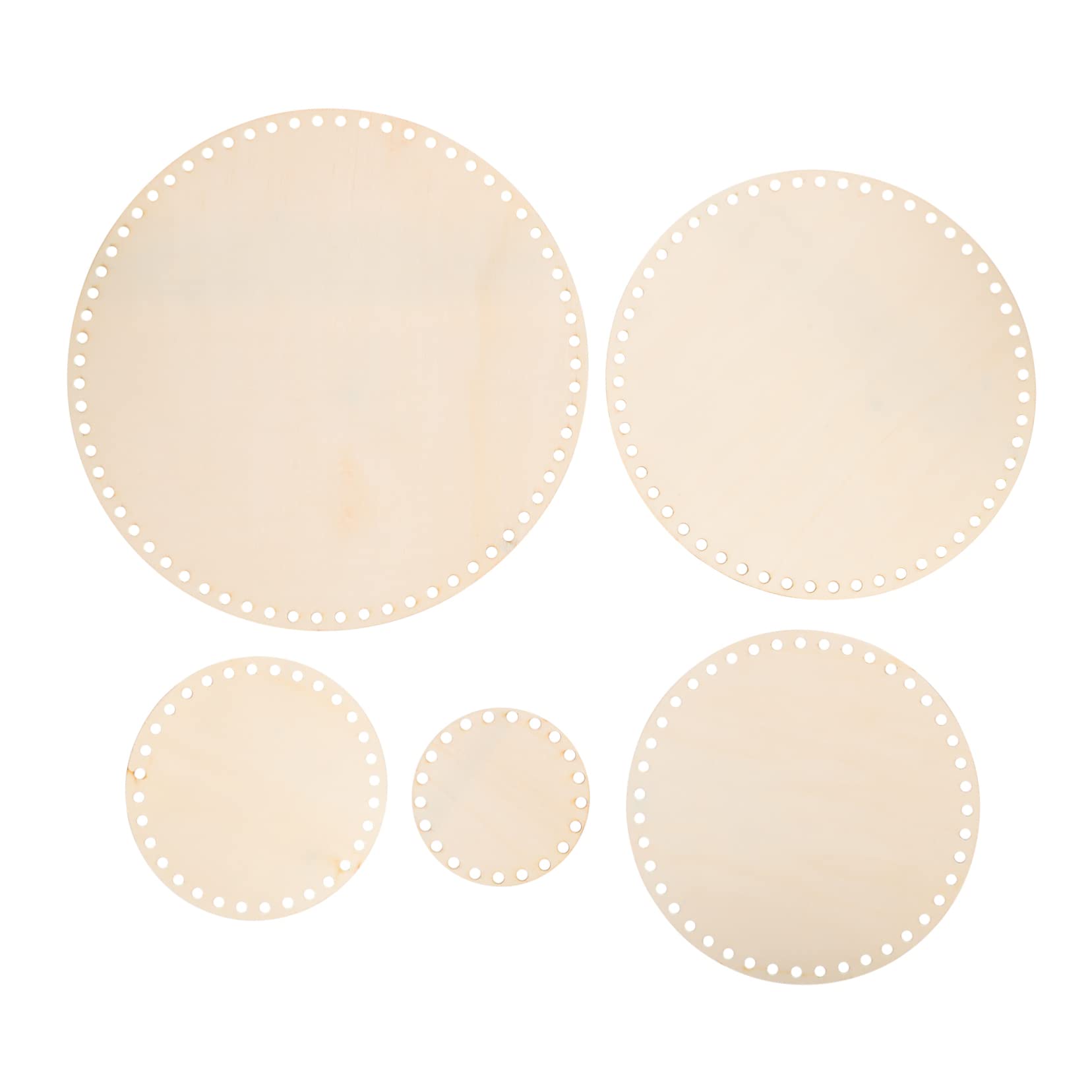 OSALADI Round Wicker Basket 5pcs Crochet Basket Bottom Bag for Cross Stitch Weaving Craft Parts