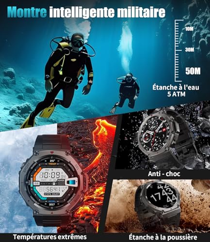 LIGE GPS Montre Connectée Homme 48mm,Boîtier en Alliage,5ATM Étanche Montre de Sport avec 110+ Mode Sport/Surveillance du Sommeil/de la Santé,Ecran Amoled,20 Jours d'autonomie pour Android iOS