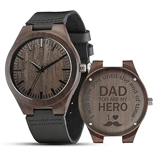 Engraved Wooden Watches, Personalized Engraved Wood Watch Japanese Movement Battery Anniversary Birthday Graduation