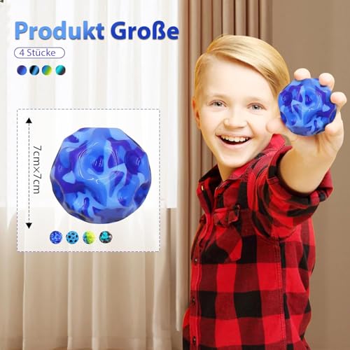 YiJiuBa 4 Bällen, Mond Ball,7cm Hohe Springender Gummiball Sprünge Jumpball Mondball, Space, Bounce, Jump Ball Galaxy, Coole Moonballs für Kleinere Kinder, für Drinnen Als Auch Draußen
