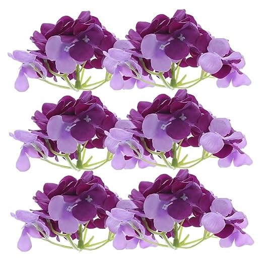 ABOOFAN 6 Piezas Hortensias Artificiales Hortensias Flores Artificiales Hortensia Morada Falsa Hortensia De Simulación Flores De Seda Falso Exterior Flor Preservada Púrpura Tela De Seda