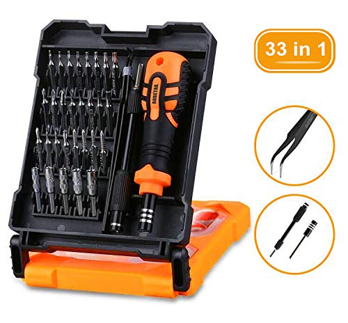 Precision Screwdriver Set, AOBETAK 33 in 1 Magnetic Repair Tool Kit Include Ratchet/Hex/Star Torx/Pentalobe/Nut Drivers Sets with Portable Case for PC Mac iPhone Watch Glasses and Other Electronics