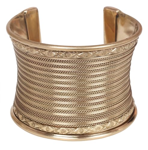 Image of Touchstone Indian Bollywood Desire Brass Base Exotic Workmanship Free Size Cuff Bracelet in Antique Gold Or White Or Copper Tone for Women.