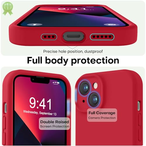 Image of LOVE 3000 Designed for iPhone 13 Case, Premium Silicone with [Camera Protection] [Soft Anti-Scratch Microfiber Lining] Shockproof Protective Phone Case for iPhone 13 Women Men Girls 6.1 inch, Red