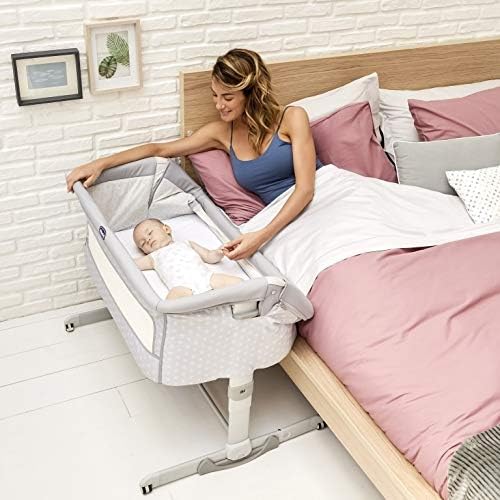 Chicco Next2Me Dream, Grey | Side-Sleeping Crib, Adjustable Height, inc. Mattress and Travel Bag