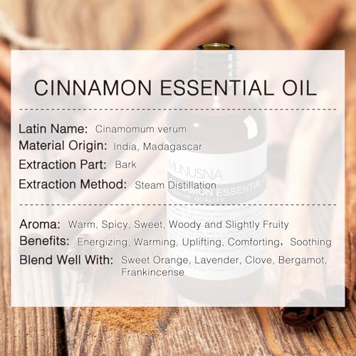 Image of Cinnamon Essential Oil for Face, Skin Body Care, Massage, Diffuser | Pure and Natural, Cinnamon Oil for Aromatherapy, Home Odors Cleaning, DIY Air Spray, Soap and Candle Making, 3.38 fl oz