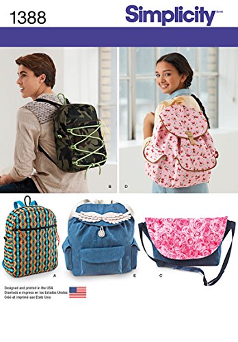 Simplicity 1388 Messenger Bag and Backpack Sewing Patterns, One Size Only