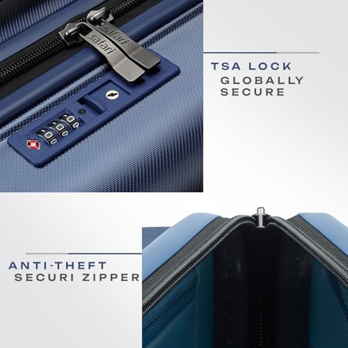 Image of Safari Select Polaris PRO 56 Cms Cabin Trolley Bag Hard Case Polycarbonate 8 Wheels with 360 Degree Rotation Recessed TSA Lock Anti-Theft Zipper Trolley Bags for Travel Suitcase for Travel Titan Blue