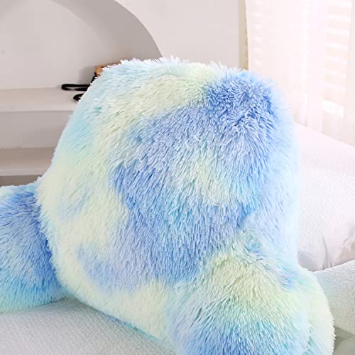 Sumfunry Faux Fur Bed Rest Pillow Reading Pillow With Arms Fluffy Reading Pillow Adult Children Back Rest Pillow For Sitting In Bed(Green) #TOP2