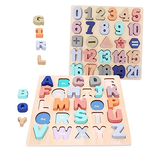 Image of Alphabet Puzzle for Toddlers, Large Wood Toddler Puzzle ABC Blocks Upper Case Letter Number Educational Learning Blocks Board Toys Game for 3+ Years Old Preschool Boys & Girls.
