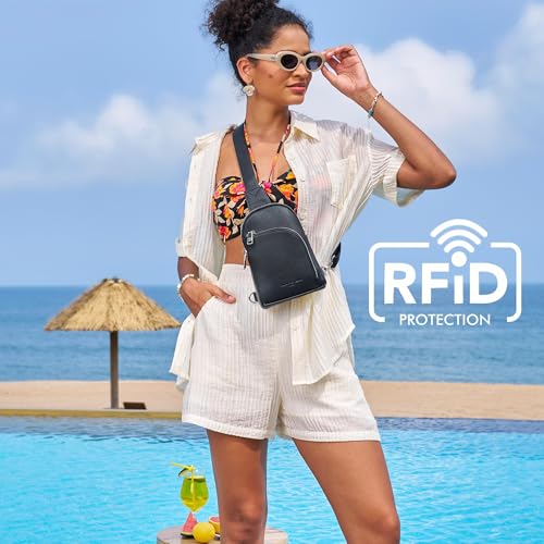 Image of INICAT Travel Sling Bag, Anti Theft Crossbody Bag for Women | RFID Blocking, 8 Card Slots, Back Zippered Pocket, Metal Zippers,Switchable Strap