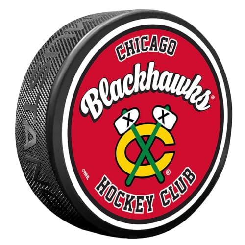 Sports Decor Chicago Blackhawks Puck | Retro Script