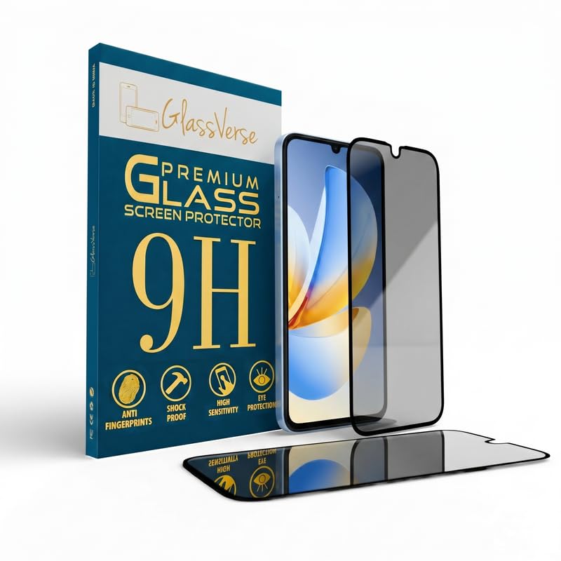Image of GlassVerse Privacy Tempered Glass for Realme C71 | Anti Spy Screen Protector, 9H Hardness, Edge to Edge, Case Friendly, Hassle-less Installation Kit Included. (Pack of 2)