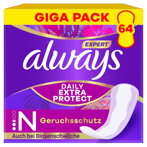 Always Expert Daily Extra Protection Normal Slipeinlagen 64 Stück, Geruchsneutralisierend, Auch Bei Ersten Anzeichen Von Blasenschwäche