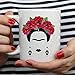 Ahaltao Frida Kahlo y Flor Taza de Arte Mexicano Blanco Cerámica 11oz Té Taza de Café Regalo