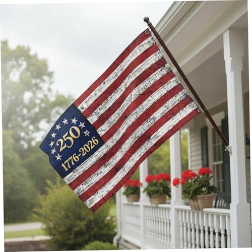 Bandera americana de 250 aniversario con soporte para decorar tu jardín o fachada este año 6