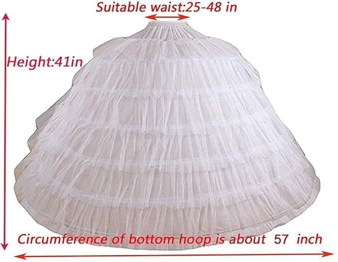 Ball Gown White 6 Hoop Petticoat Crinoline for Women Underskirt Ball Gown Skirt Petticoats for for Bridal Wedding Dress2