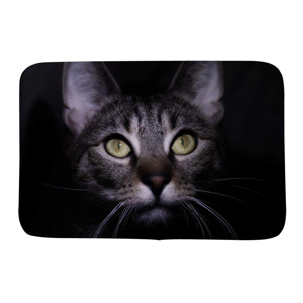 Tapis de bain chat noir Ruchen en velours corail antidérapant 91x61 cm