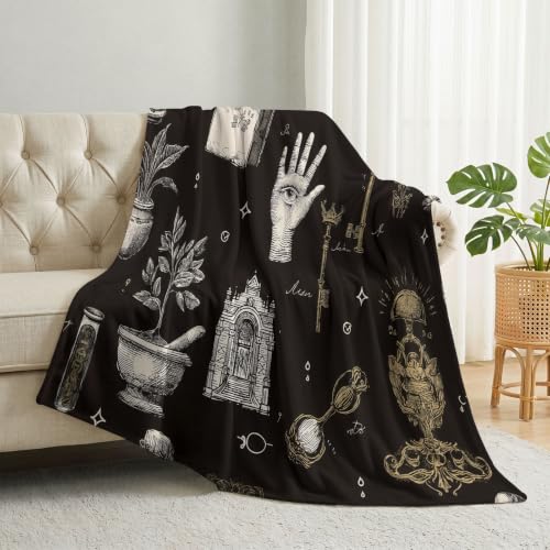 Manta nórdica negra con rayas mágicas para sofá y decoración 4