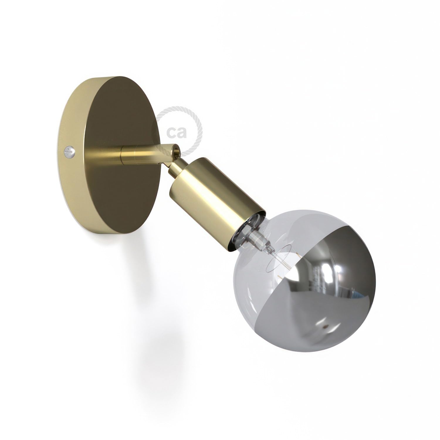 Fermaluce Metallo 90°, Punto Luce orientabile da Parete o soffitto - Senza Lampadina, Ottone