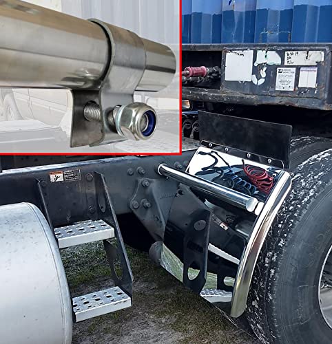 Image of 24 inchx24 inch Stainless Steel Quarter Fender Set Mud Flap Hangers with Single Bolt Mounting Brackets fit for Semi Truck, 2PCS
