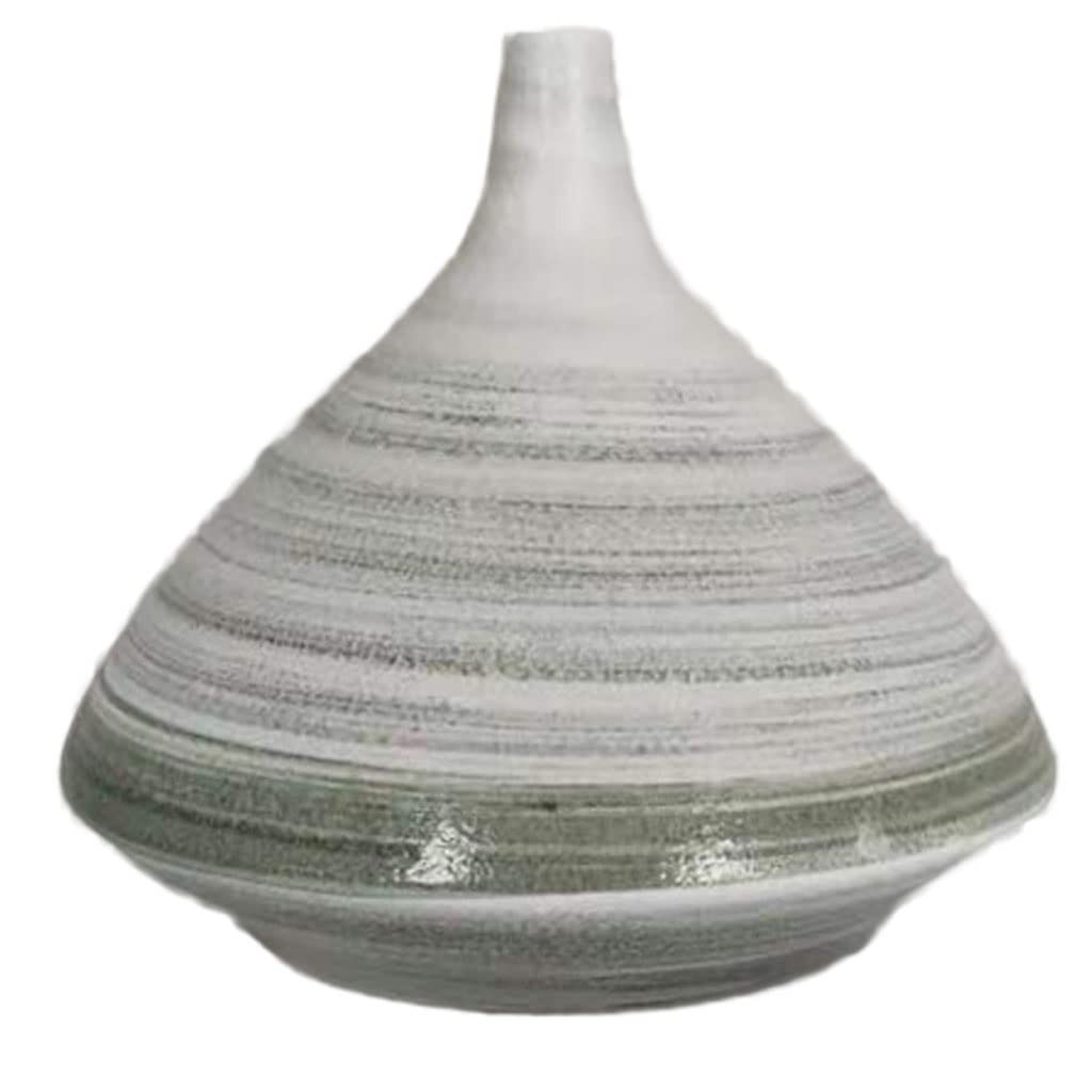 Bzgpmfud Grey Wolf Vase Desktop Small Mouth Brushed Dark Green Ceramic Ornaments Table(Grey Wolf)