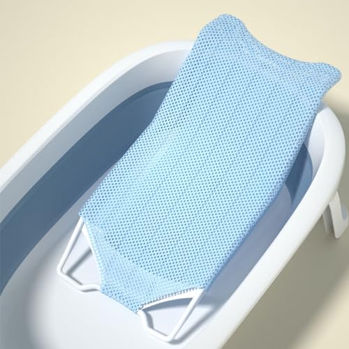 Image of Baby Bath Seat Support Net Non Slip Mesh Cushion Portable for Newborns to Toddlers (Sky Blue)