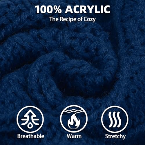 Image of PUPTECK Dog Sweater, Turtleneck Warm Knitted Pullover Coat, Thick Cable Knitwear Clothes in Winter, Pet Apparel Outfits for Small Medium Dogs, for Cold Weather Indoor & Outdoor, Deep Blue M