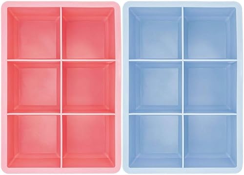 Miniatura 3 de Juego de 2 bandejas cuadradas para cubitos de hielo, utensilios de cocina rosa y azul, para hacer cubos de hielo grandes