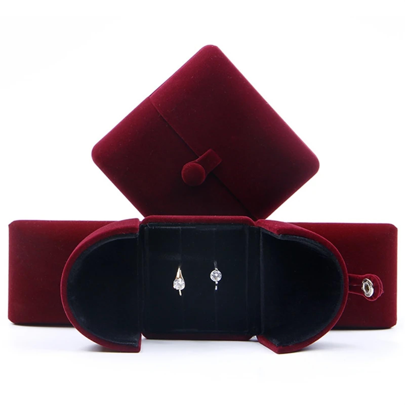 LTYKNGH Ring Box Accessory Box Earring(Red,Double Ring Box)