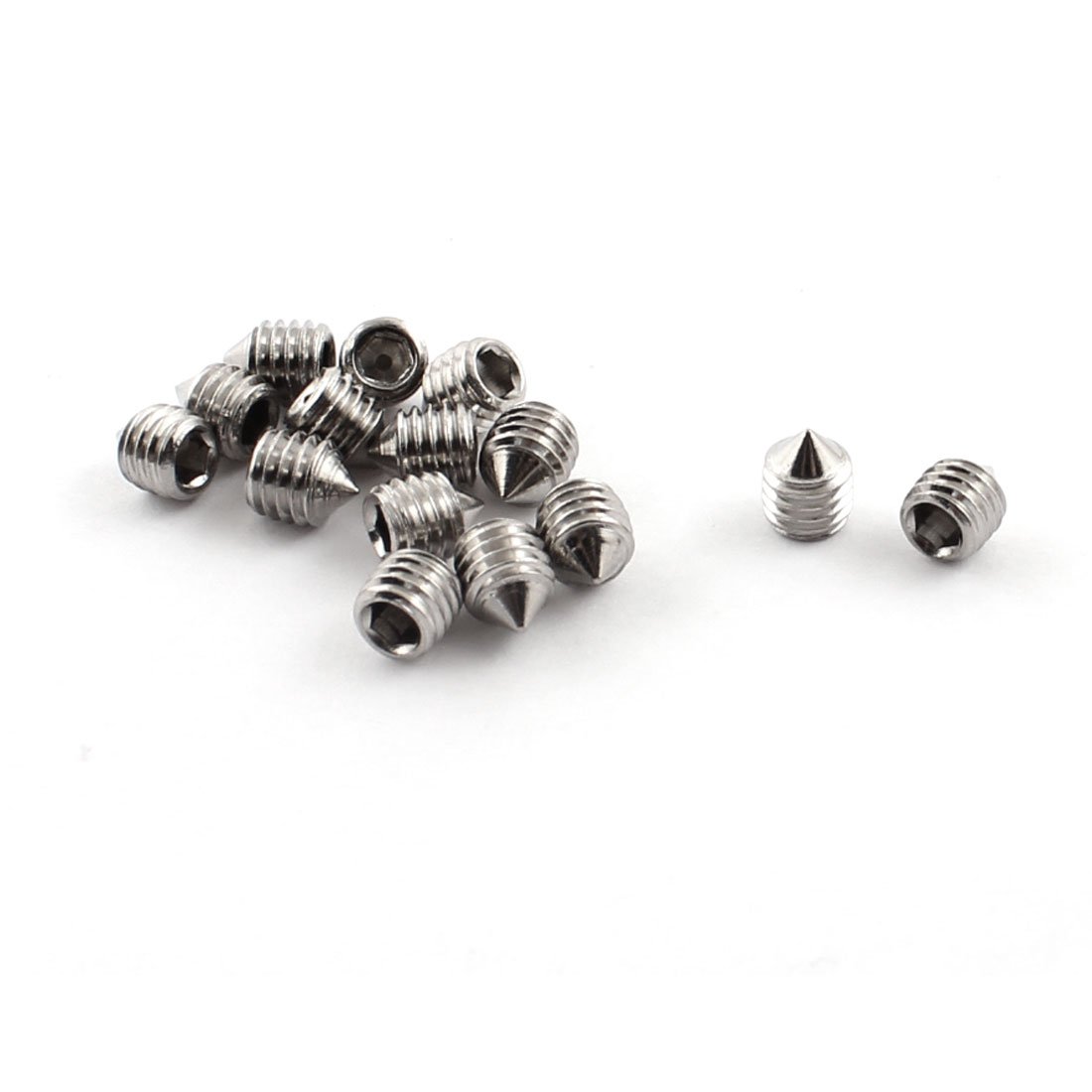 Uxcell Silver Sourcingmap 15Pcs M5 X 6Mm 304 Stainless Steel Hex Socket Cone Point Grub Screw