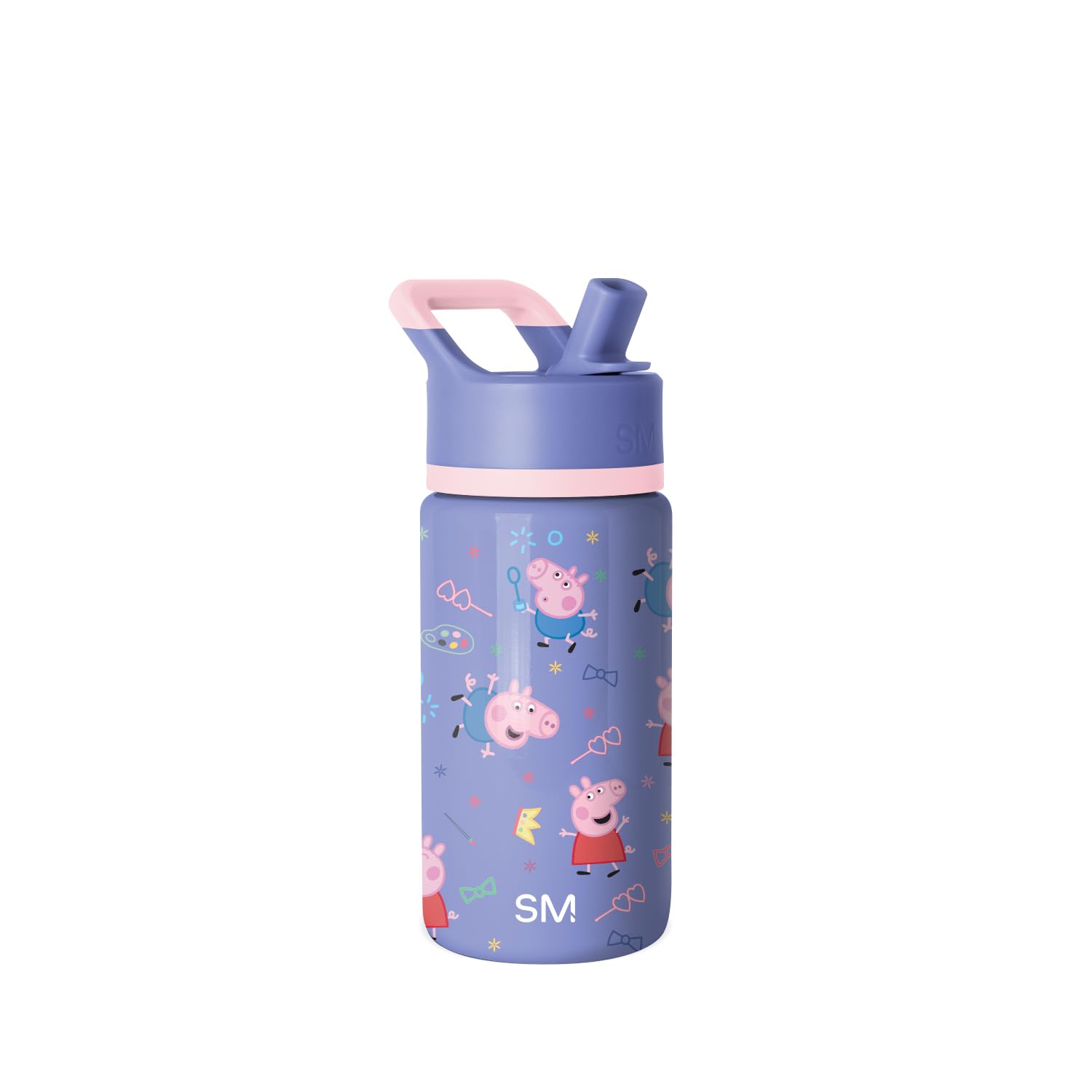 Simple ModernKids Summit Water Bottle with Straw Lid | Peppa Pig 14oz Stainless Steel Cup Insulated Tumbler for Toddlers, School | Peppa Pig Bubbles